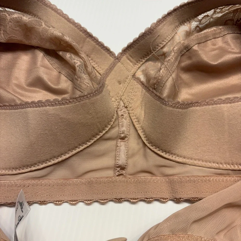 Glamorise MagicLift Bra Womens 54C Nude Lace Trim Wirefree Support 1000 Lingerie